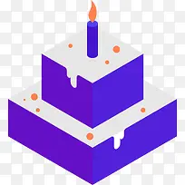 紫色立体生日蛋糕元素