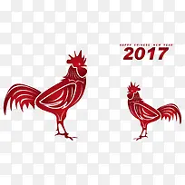新年2017公鸡卡通手绘