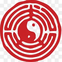 太极卡通红色章子