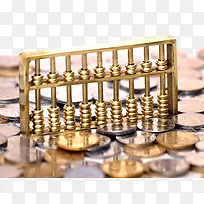 资金池一堆金币加算盘