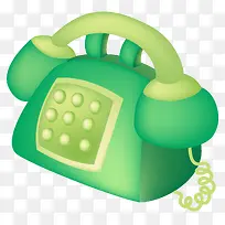 矢量卡通手绘绿色可爱座机电话