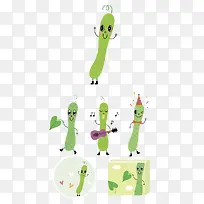 可爱俏皮美食手绘黄瓜藤免抠图