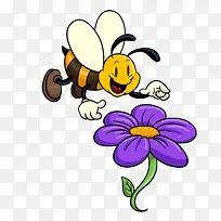 手绘飞行采蜜蜜蜂