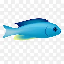 蓝色金鱼手绘卡通鱼类水族矢量素