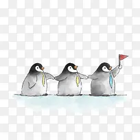 卡通手绘队伍的企鹅PNG