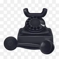 黑色老式电话机矢量图