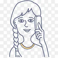 一位姑娘打电话插画