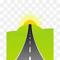 公路上早上的太阳