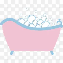 矢量卡通粉色浴缸