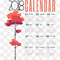 红色大树日历模板