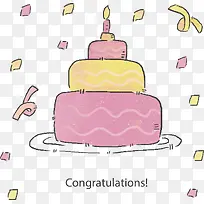 粉红色手绘生日蛋糕