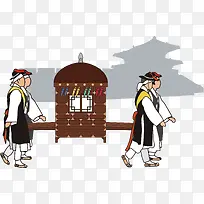 矢量抬花轿的男人
