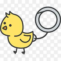 黄色小鸡圆形钥匙扣