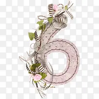 花卉装饰数字6