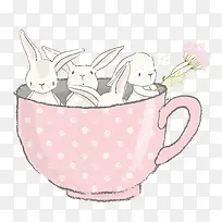 粉红兔子杯子手绘