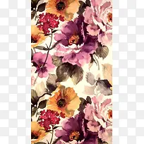手绘艳丽紫色花卉动漫海报背景