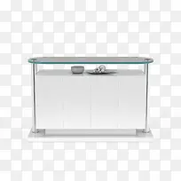 简单白色透明玻璃吧台桌