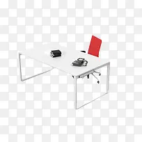 白红色桌椅