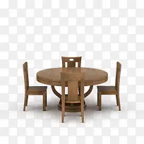 一套棕色木制圆形木桌