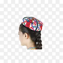 头戴花帽的维吾尔族少女