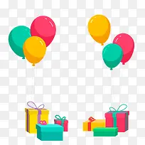 生日装饰彩色气球礼品盒