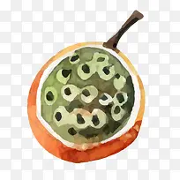 矢量卡通水彩百香果png