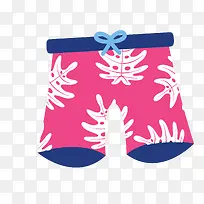 树叶花纹粉色沙滩裤