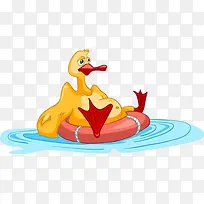 卡通鸭子游泳素材