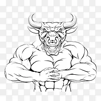 卡通免抠健身公牛logo