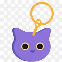 紫色小猫样式卡通钥匙扣
