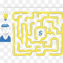 卡通创意黄色迷宫