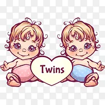 卡通双胞胎素材