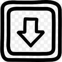 向下按钮手工绘制的箭头和正方形轮廓图标