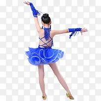 穿蓝色裙子跳舞的女孩