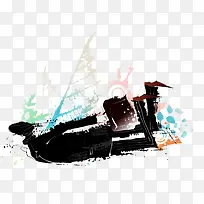 手绘男生倒地
