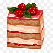 奶油蛋糕草莓手绘方块蛋糕圆形矢