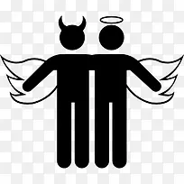 长翅膀的天使和恶魔图标