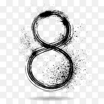 黑色水墨数字八