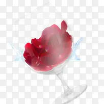 玫瑰花瓣玻璃杯免抠素材