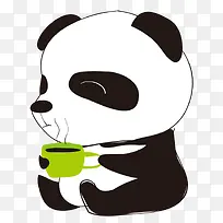 喝茶的大熊猫简图