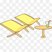 卡通黄色沙滩躺椅