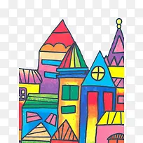 彩绘儿童画房子图案