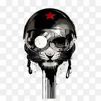 戴着头盔的黑猫