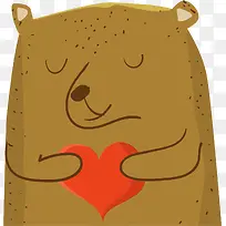 卡通抱着爱心的小熊