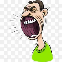 一个生气的闭着眼睛呐喊的人