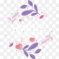 紫色树叶纪念日花纹