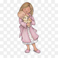 卡通慈祥抱宝宝的妈妈