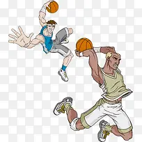卡通人物扣篮篮球素材