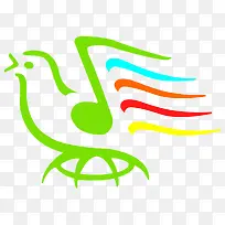 绿色小鸟形状的音乐艺术节标志