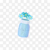 蓝色杯子中的蓝色花